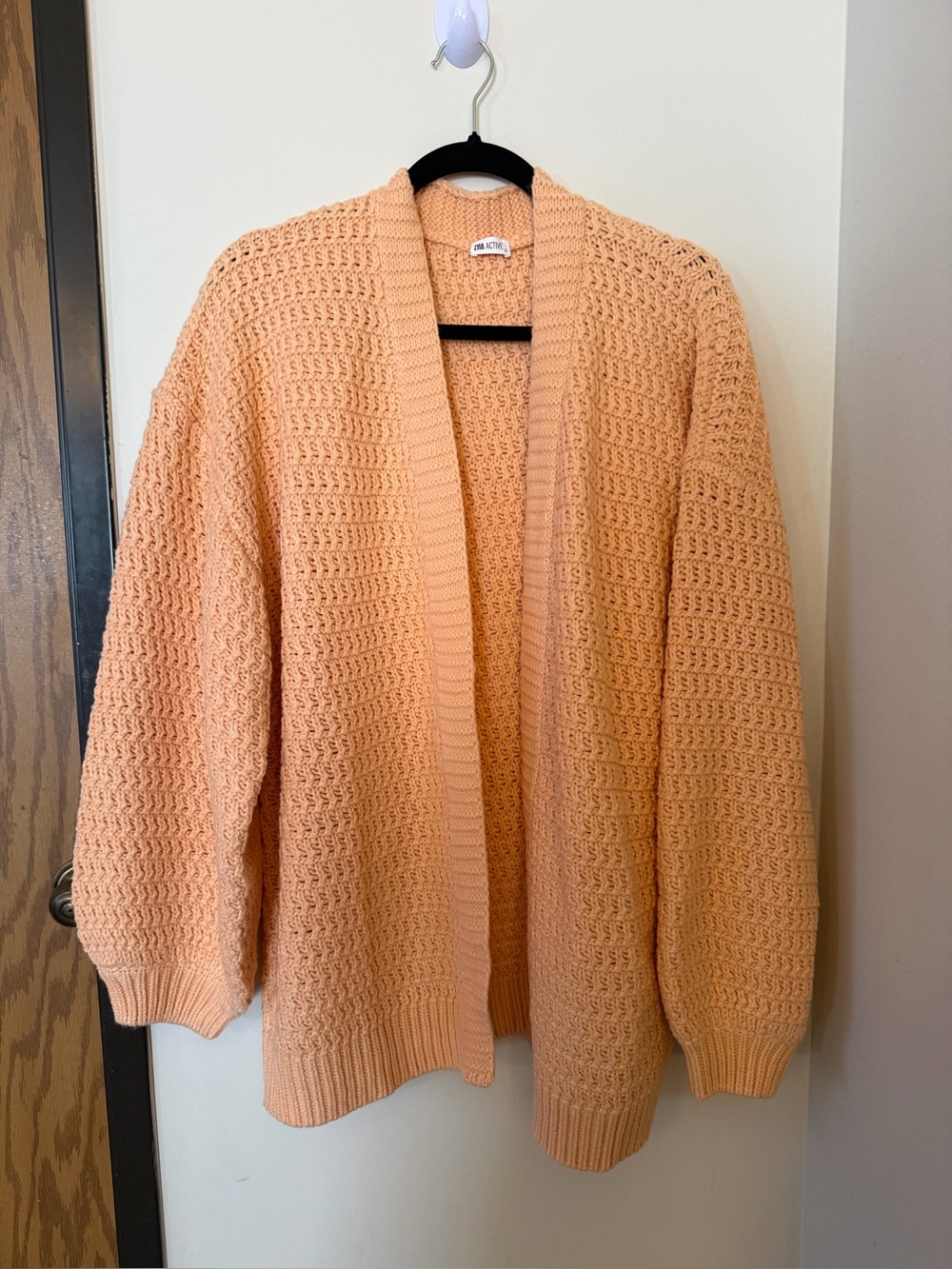 ZYIA Active Petra Cardigan Melon XL New With Tags Open Knit Sweater